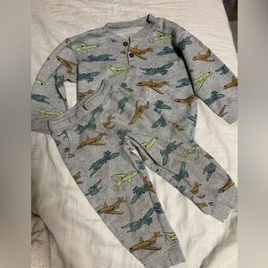 Kids Airplane Print Gray Outfit